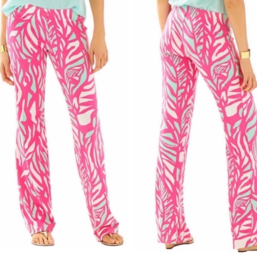 LILLY PULITZER Georgia May palazzo pants papaya playa size medium preppy stretch